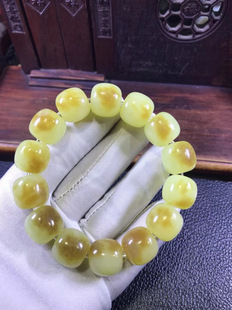 和田玉河磨玉籽料黄白老玉粒粒带糖老形手链98克厂家直销定制定做