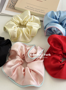 100%真丝大肠圈30姆米少女高级感头绳发圈柔软舒适轻奢不伤发黑色