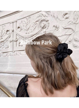 100%真丝发圈大肠圈30姆米桑蚕丝发绳丸子头原创ins黑色少女复古