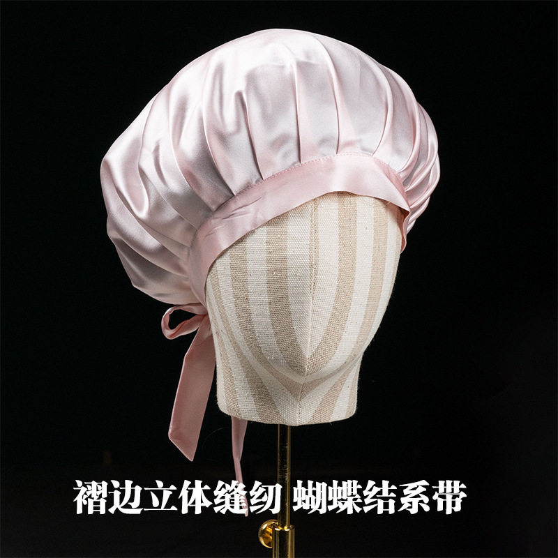 真丝睡帽月子19重磅系带居家