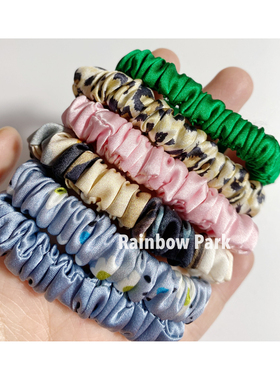 100%真丝发圈大肠圈发绳细丸子头桑蚕丝19姆米细小号黑色护发养发