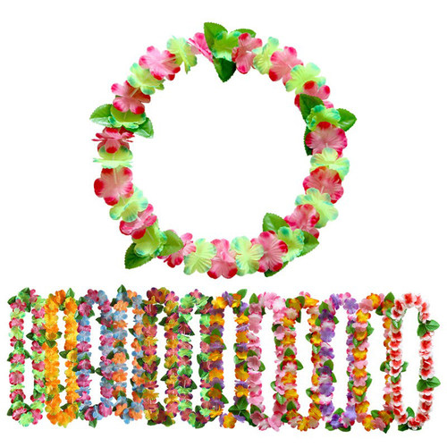 夏威夷12色成人儿童绿叶花环草裙舞装扮配饰彩色花环舞蹈道具