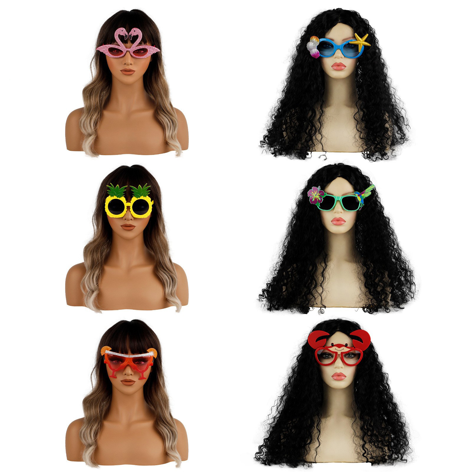 夏威夷风格草裙舞配件眼镜道具天鹅海星菠萝螃蟹舞会派对装饰眼镜