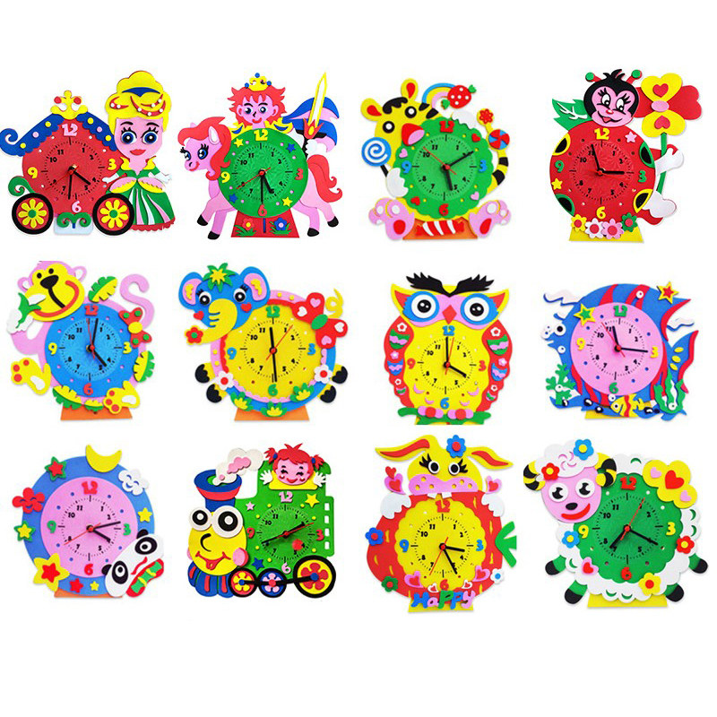 EVA时钟O系列 创意儿童DIY制作手工数字艺术钟表 卡通趣味材料包