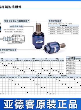 亚德客万向浮动接头气缸连接配件F-M5/M8/M10/M1216X125X150X200F