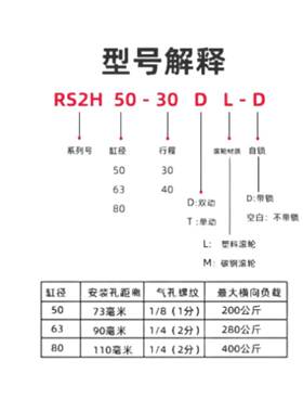 SMC型RS1H阻挡气缸RSA50重载型流水线阻挡器RS2H50-30DLM阻挡缸TL