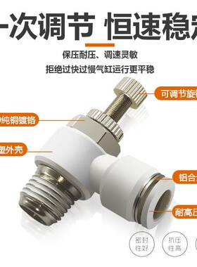 白色节流阀调压阀SL4-M5/SL6-01/SL8-02/10-03/16-04气缸调速接头