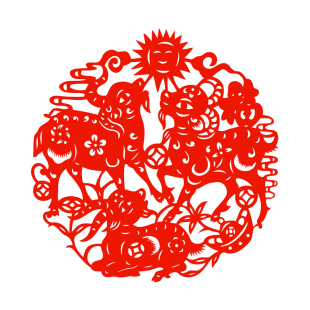 三羊开泰窗花静电贴纸剪纸生肖羊贴画玻璃窗户喜庆装饰三阳开泰