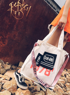 帆布包女文艺简约chic单肩斜挎韩国ins小清新学生ulzzang日系布袋