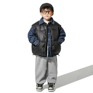 男童羽绒马甲冬季宝宝巨保暖90绒黑色面包背心帅气轻便百搭日系潮