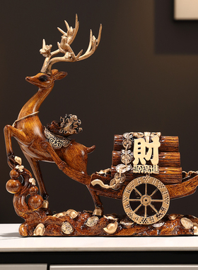 高端大气酒柜一鹿发财新中式