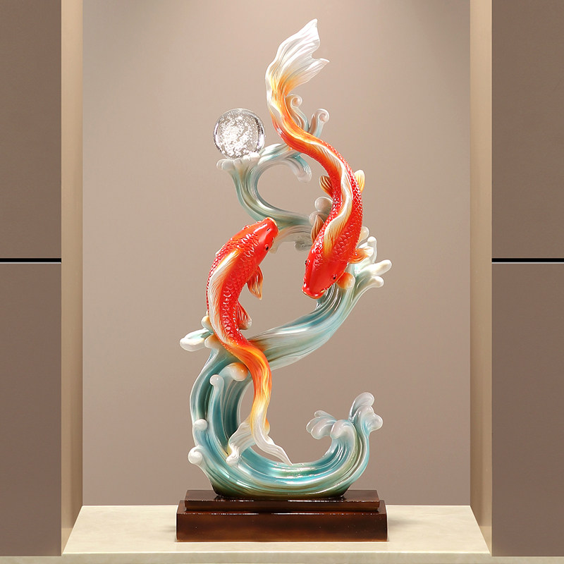 如鱼得水年年有余摆件客厅入户玄关办公室装饰品壁龛装饰乔迁礼物