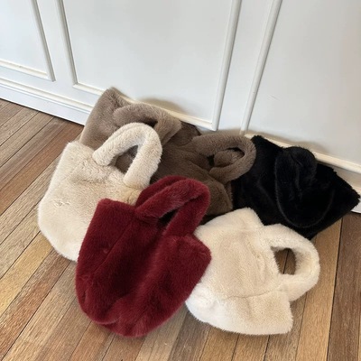 可爱冬季手拎毛毛包小众设计毛茸茸小包包女2025新款手提包