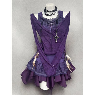 古着穿搭高级感复古显瘦针织衫吊带上衣半身裙子三件套女春季新款