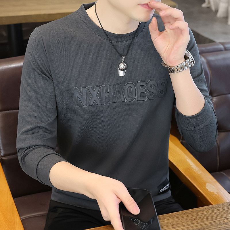 男士卫衣无帽春秋季2026新款圆领打底衫上衣潮牌百搭休闲长袖t恤