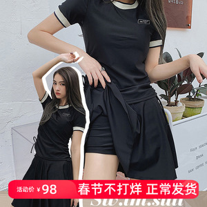 胖妹妹200斤大码mm裙式分体泳衣女学生运动速干保守显瘦遮肚温泉
