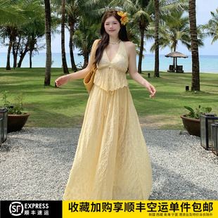 泰国海边度假绝美大码 比基尼分体三件套纯欲风性感沙滩长裙泳衣女