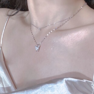 新款网红ins冷淡风双层项链蝴蝶不掉色女简约轻奢百搭颈链锁骨链