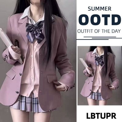 LBTUPR 三粒淡紫色西服外套jk制服原创春季校供学院新款拍照樱花