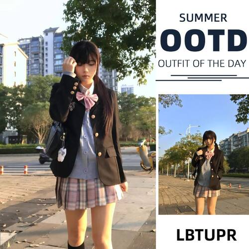LBTUPR 日系学院风JK制服套装校供感黑色西装外套小个子西服女