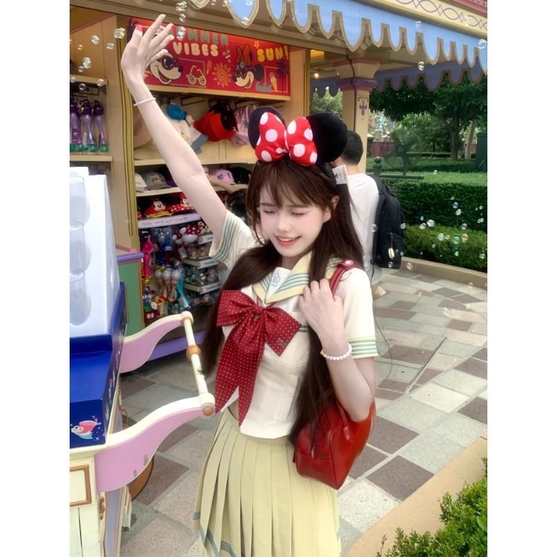 柠檬挞*水玉夏服日系校供水手服套装夏季学院风收腰JK制服百褶裙