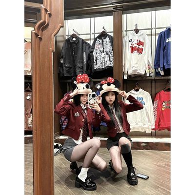 LBTUPR北京环球影城穿搭红色学院风jk韩系制服粉色三件套套装秋冬
