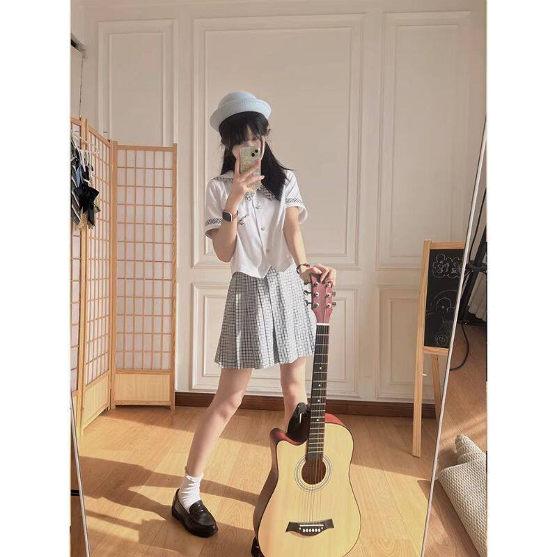 澜岛中夏季日系JK制服水手服短袖夏服格裙学院风套装夏百褶裙