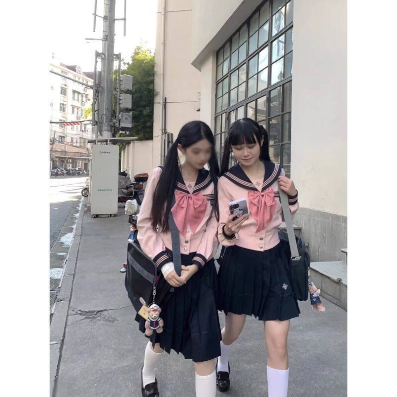 【抚蝶女子】樱花出片穿搭粉色水手服短袖夏服学院风JK制服套装女