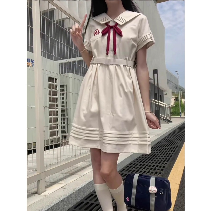 小个子盛夏服jk制服学院风甜美可爱连衣裙短袖日系水手服夏季中裙
