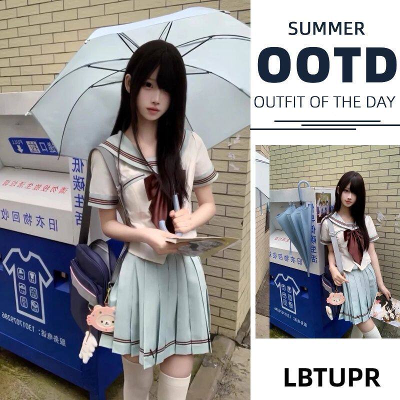 LBTUPR 小巧莓夏日JK收腰水手服短袖夏服日系校供制服百褶裙学院