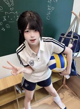 LBTUPR 原创JK制服波塞冬学院风休闲运动套装女短袖polo衫两件套