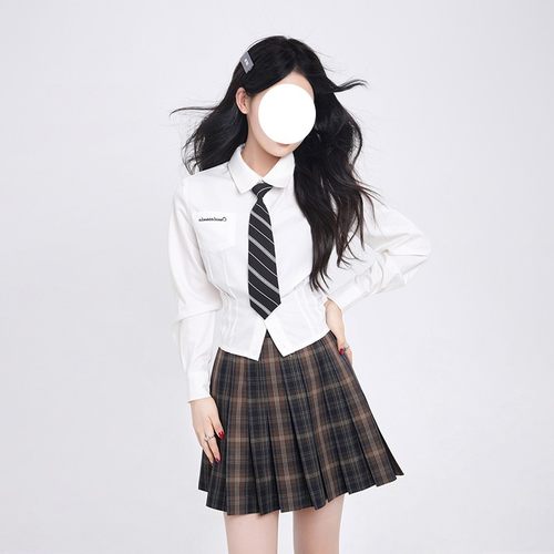 jk衬衫女春季收腰白色衬衣秋