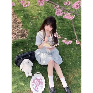 *薄荷白巧*川岛私立学院JK水手服绿色上衣学院风制服百褶裙套装女