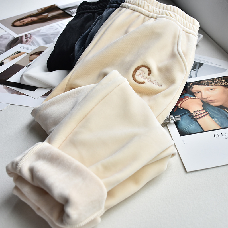 樱花裤加绒奶奶裤萝卜裤雪尼尔