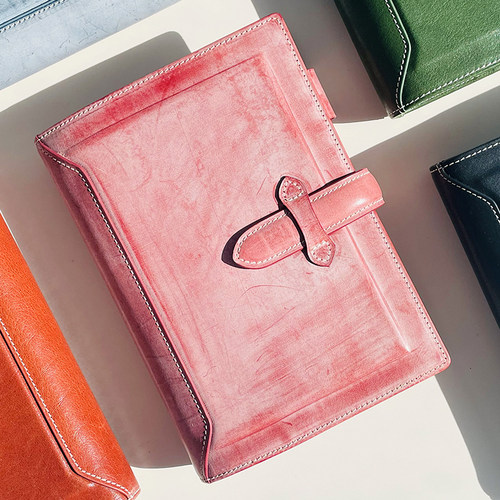 仓末头层牛皮记事本A5活页夹