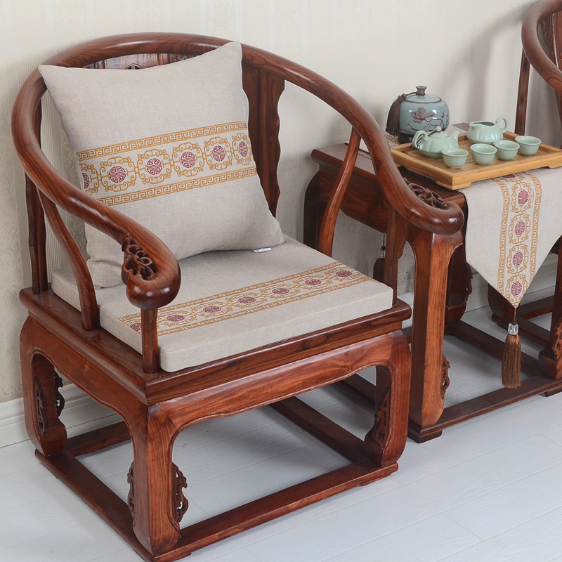 亚星 现代中式绣花圈椅垫太师椅垫靠背海绵红木实木沙发椅子坐垫