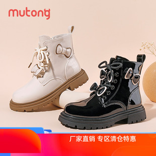 加绒保暖防滑小女孩黑色二棉马丁靴 1双冬季 牧童童鞋 女童靴子25元