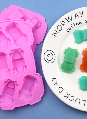 6连小汽车硅胶巧克力模 冰格模 香薰石膏模 耐高温