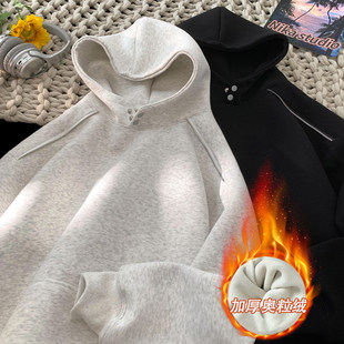 小青少年500克重磅连帽卫衣尼妮家加绒加厚外套男街头嘻哈潮流力