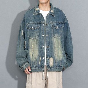 小青少年破洞牛仔外套尼妮家牛子夹克衫 男街头嘻哈潮流力恰克上衣