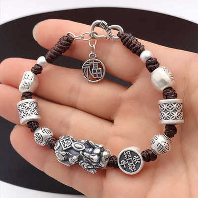 转运珠龙年貔貅手链罗泰老银匠