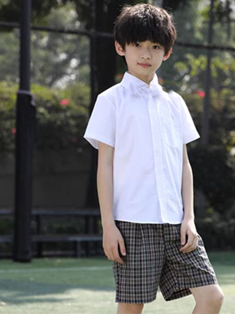 莎臣豹深圳校服小学男生夏季礼服短裤色短袖衬衣顺丰快递送运费险 - 实物图