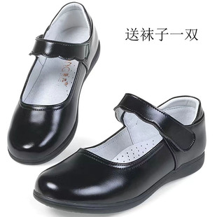 深圳校鞋学生黑色女皮鞋圆头不是莎臣豹真皮礼服鞋春季儿童学生鞋