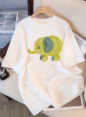 夏季纯棉白色短袖t恤女2024新款爆款宽松显瘦上衣设计感小众体恤