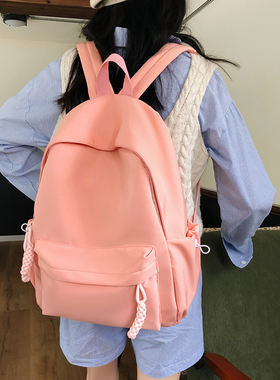 书包女韩版日系纯色学生双肩包包ins简约百搭森系休闲包旅行背包