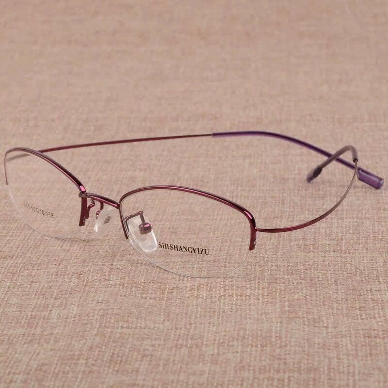 女士超轻近视眼镜架 防蓝光 眼镜框 半框记忆眼镜架 金属眼镜架