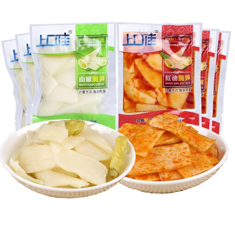上口佳山椒/红油脆笋休闲零食独立小包装500g起泡椒香辣辣笋