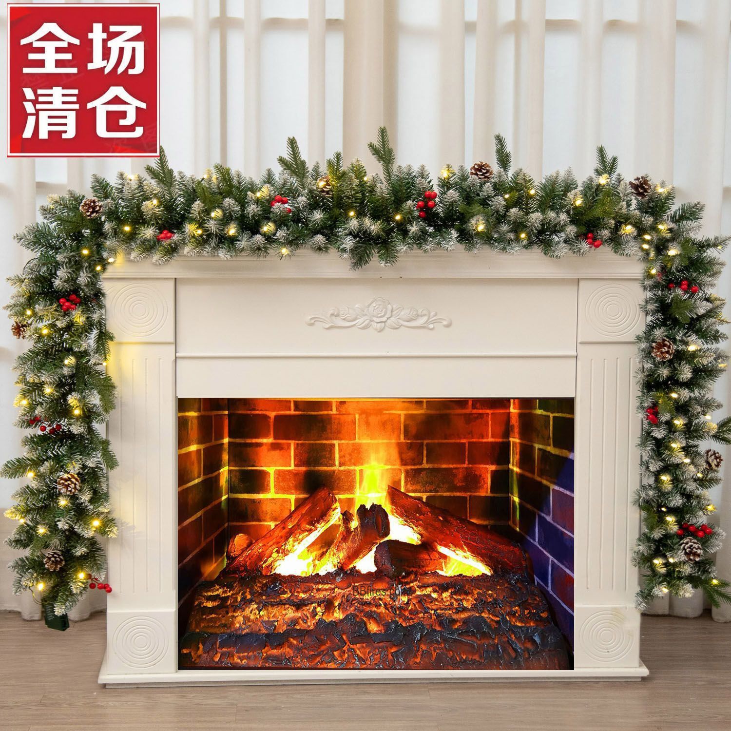 2025跨境2.7米圣诞藤条圣诞节装饰品圣诞花环圣诞树布置厂家抖音