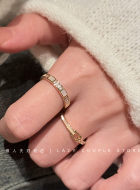 精致贝母锆石轻奢叠戴开口戒指