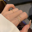 珍珠戒指女时尚 ins小众设计轻奢简约精致两件套指环开口气质 个性